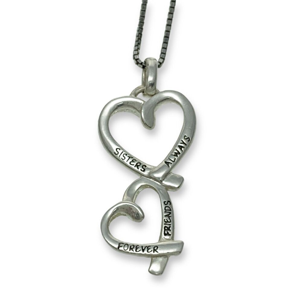 Double Stack Heart Sisters Pendant ONLY | Vintage Sterling Silver 925